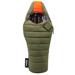 Puffin Green Insulated beverage sleeping bag Bottle Holder koozie olive green